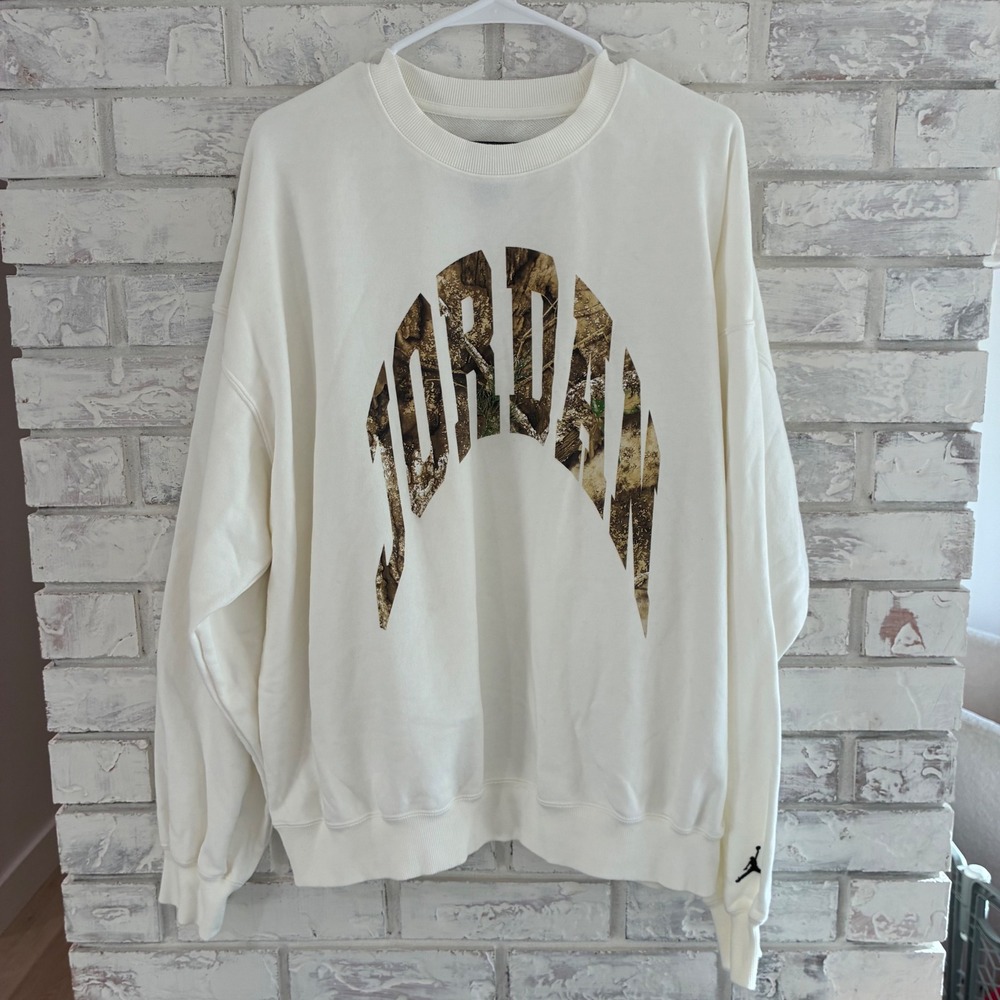 Jordan Brooklyn French Terry Realtree Crewneck Sweatshirt Sail Camo IM6304-133 L